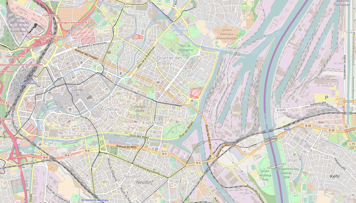 Strasbourg and Kehl map